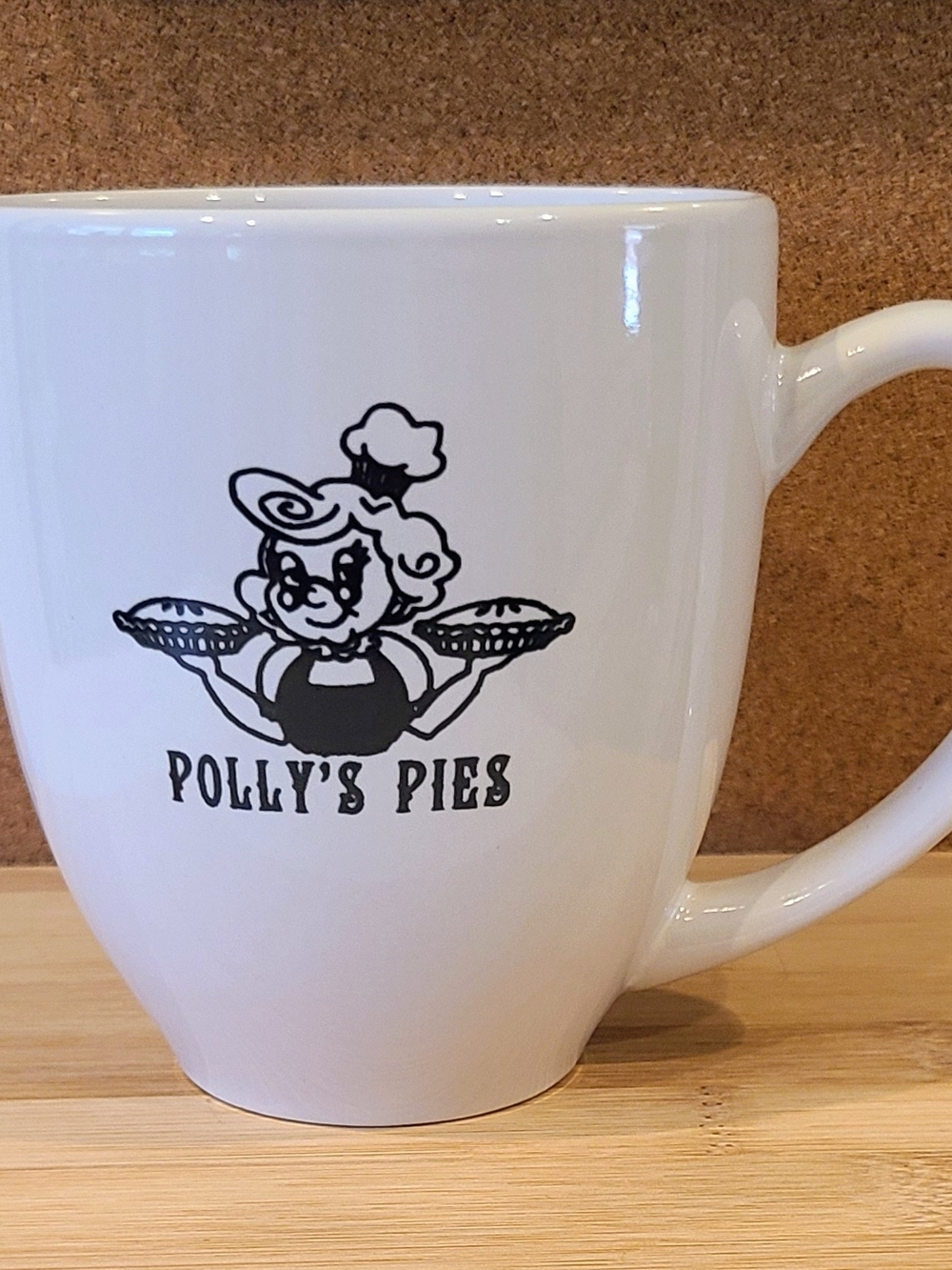 Polly's Pies Restaurant Eat Pie For Breakfast Coffee Tea Cup White Black